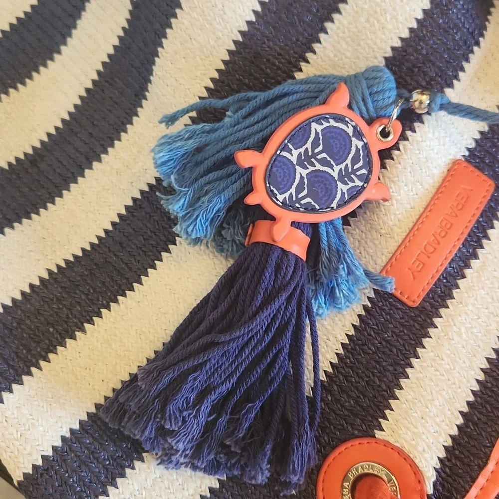 Vera Bradley Navy Blue and White Nautical Tote Bag with Rope Handles And Tags